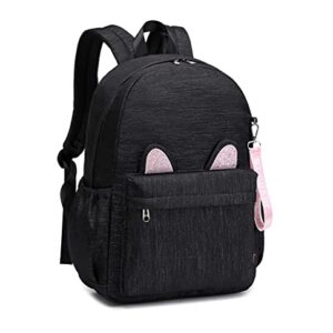 Joymoze Roomy Fashion Shimmer Cat Ears Cute School Backpack for Girl Black