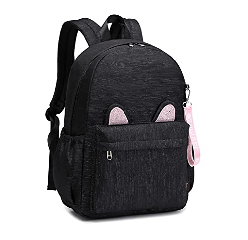 Joymoze Roomy Fashion Shimmer Cat Ears Cute School Backpack for Girl Black