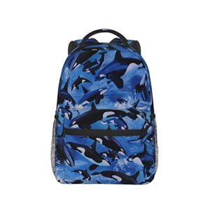 Killer Whales Orcas Print Casual Bookbag Backpack For Travel Teen Girls Boys Adult Gift