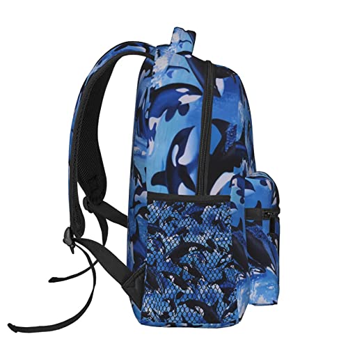 Killer Whales Orcas Print Casual Bookbag Backpack For Travel Teen Girls Boys Adult Gift