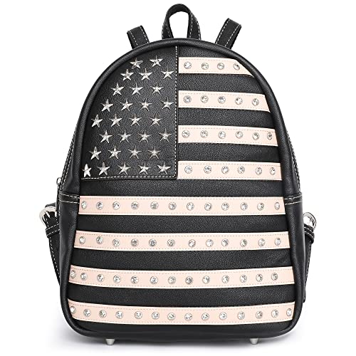 Montana West Patriotic Backpack for Women Studded Casual Daypack American Flag Concealed Carry Travel Bags US04G-9110BK