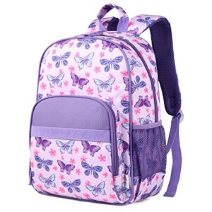 ravuo toddler backpack, cute butterfly kids school backpacks lightweight water resistant girls bookbag with chest strap