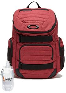 oakley men’s 30l enduro 3.0 big iron red backpack for hiking backpacking camping traveling + bundle with designer iwear collapsible water bottle with carabiner