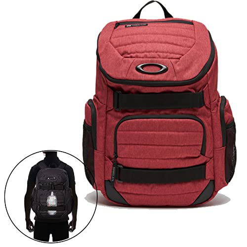 Oakley Men's 30L Enduro 3.0 Big Iron Red Backpack for Hiking Backpacking Camping Traveling + BUNDLE with Designer iWear Collapsible Water Bottle with Carabiner