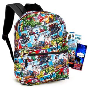 Marvel Avengers Backpack for Boys Girls Kids -- 2 Pc Bundle with 16" Marvel Comics Avengers School Backpack Bag And Stickers (Avengers School Supplies)