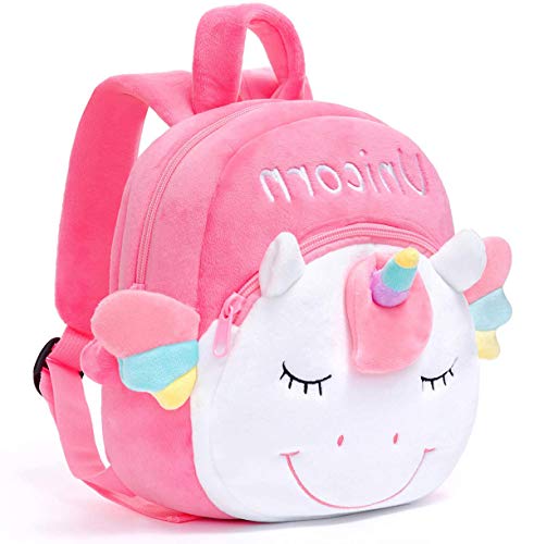 HOSBY Unicorn Backpacks Kid's Back pack Plush Bag Toy Gifts for Kids Girls Baby Double Layer (Pink Unicorn)