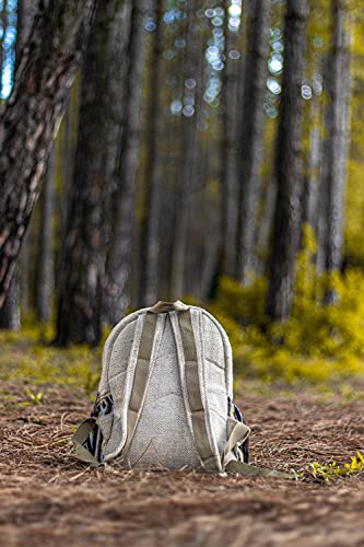 Fwosi Hippie Backpacks - Unisex Hemp Bookbag for School, Day Hiking & Travel - Lightweight, Multi-Pocket, 5 Compartments for Books, Purse, Wallet, Everyday Accessories - Handmade Crafts from Nepal