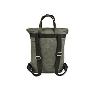 Waxed Canvas Backpack Roll Top Big Rucksack Unisex Casual Daypack for College Travel Hipsters Women Men (Army Green)