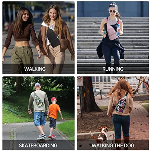 Long Keeper Sling Chest Bag - Women Men Waterproof Crossbody Backpack Traveling Running Hiking Shoulder Daypack Bag (Jungle Graffiti)