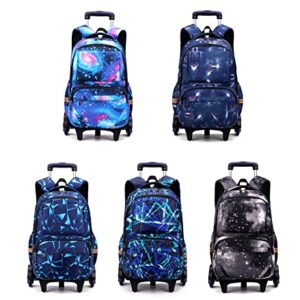 3Pcs Starry Sky Geometry Trolley Backpack Middle School Student School Bag Primary School bookBag