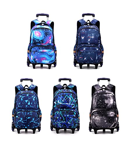 3Pcs Starry Sky Geometry Trolley Backpack Middle School Student School Bag Primary School bookBag