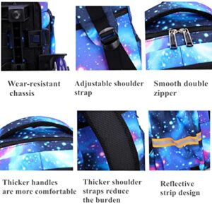 3Pcs Starry Sky Geometry Trolley Backpack Middle School Student School Bag Primary School bookBag