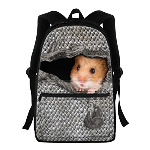 Belidome Adorable Hamster School Student Backpack For Girls Boys School Book Bags Daypack Lightweight Durable