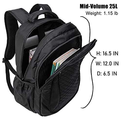 HawLander Black Backpack for School or Business Work, with Padded Laptop Compartment, Small, 25L