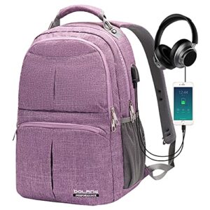 bolang laptop backpack for men women with usb charging port business work travel backpack water resistant college school bookbag fits 17 inch computer (8459 purple )