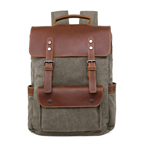 TSD Brand Valley Hill Canvas Backpack (Olive)