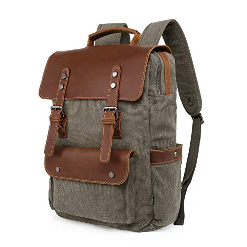 TSD Brand Valley Hill Canvas Backpack (Olive)