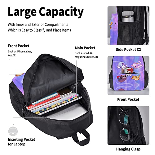 Anime cat theme backpack set 3d Light Weight Bookbag 3 pice with lunch box lunch bag And pencil case pencil bag For Girls