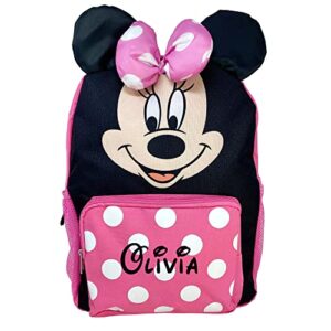 Personalized Disney Minnie Mouse Face Backpack Book Bag - 16 Inches…