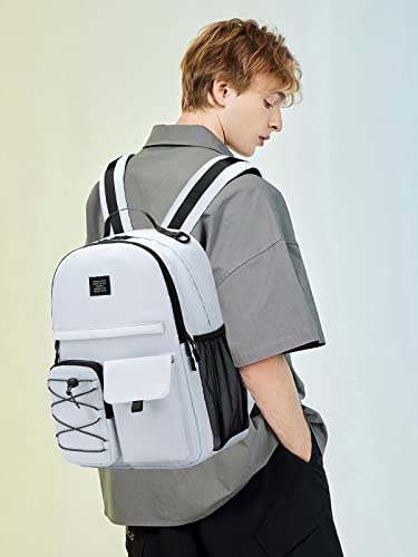 Lohol Fashion Backpack for Travel School College Work, Big Bookbag with 15 Inch Laptop Compartment for Teen Girls & Boys (Grey)