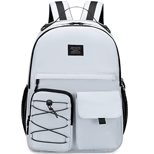 Lohol Fashion Backpack for Travel School College Work, Big Bookbag with 15 Inch Laptop Compartment for Teen Girls & Boys (Grey)