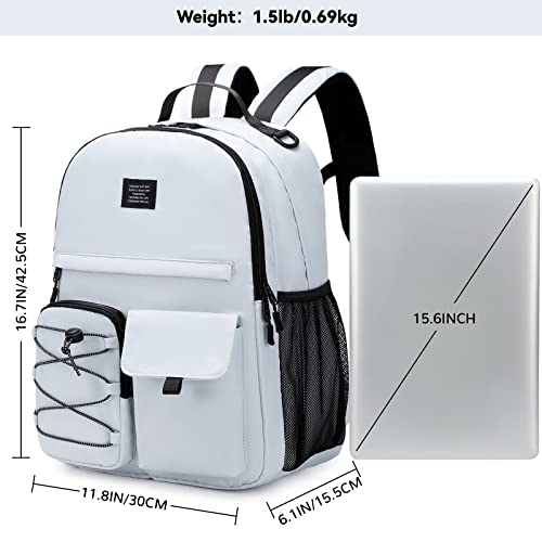 Lohol Fashion Backpack for Travel School College Work, Big Bookbag with 15 Inch Laptop Compartment for Teen Girls & Boys (Grey)