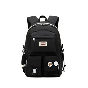 hanxiucao girls laptop backpack teen school bag college student backpack for woman (black)