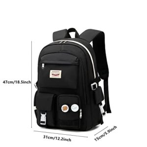 HANXIUCAO Girls Laptop Backpack Teen School Bag College Student Backpack For Woman (black)