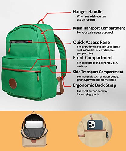 NPO nJoy Laptop Backpack,Fashion Slim Durable Laptops Backpack , Stylish Water Repellent College School Computer Bag for Women & Men Fits 16 Inch Laptop and Notebook (Green)