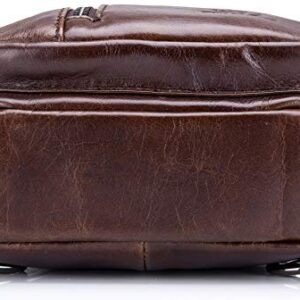 BULLCAPTAIN Genuine Leather Sling Bag,Full Grain Leather Casual Crossbody Shoulder Backpack Travel Hiking Vintage Chest Bag Daypacks for Men (Coffee)