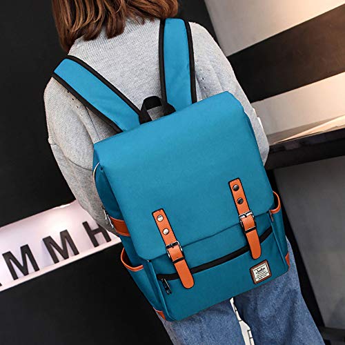 Junlion Unisex Business Laptop Backpack College Student School Bag Travel Rucksack Daypack with USB Charging Port Blue