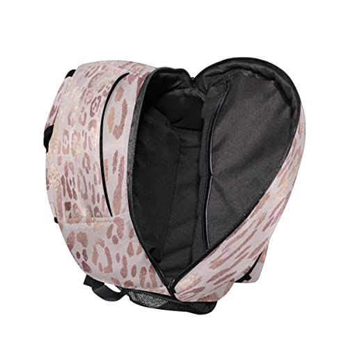 Backpack School Bookbag Travel Bag Leopard Print Cheetah Rose Gold for Girls Boys Teen