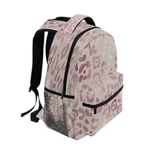 Backpack School Bookbag Travel Bag Leopard Print Cheetah Rose Gold for Girls Boys Teen