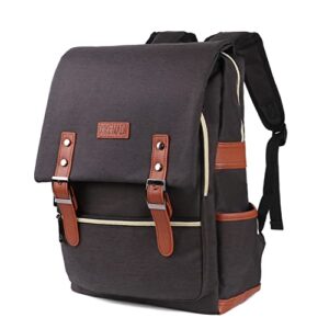 xikemadi vintage slim laptop backpack for women & men water resistant travel rucksack, teens boys girls elegant school book bags for school college trip fits up to 15.6 inch laptop (black)