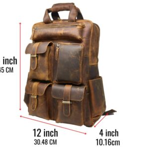 jaald 22" Genuine Leather laptop backpack rucksack multipocket computer bag for men