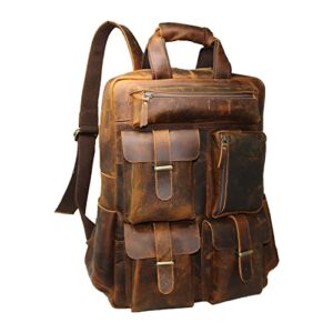 jaald 22" Genuine Leather laptop backpack rucksack multipocket computer bag for men