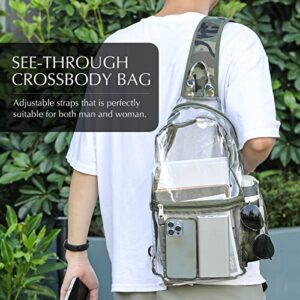 Clear Sling Bag for Men, Chest Daypack one strap backpack Shoulder Crossbody see through transparent Concerts Stadium Approved(Camouflage)