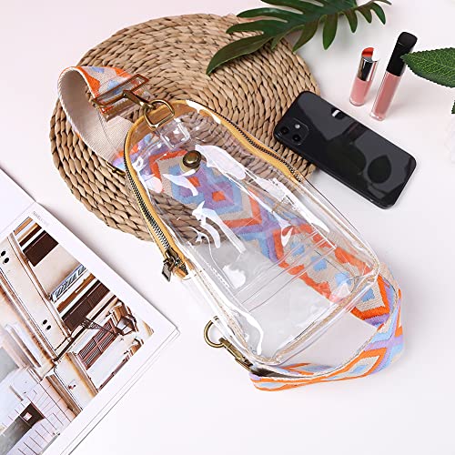 Clear Sling Bag Stadium Approved Crossbody Chest Bags for Women Fanny Pack Small Clear Daypack Shoulder Backpacks