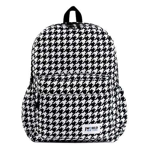 J World New York Oz Backpack for Teen Girls Boys Womens School Bookbag, Houndstooth, One Size