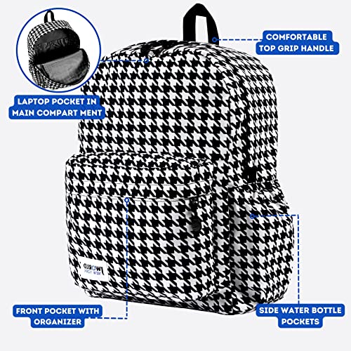 J World New York Oz Backpack for Teen Girls Boys Womens School Bookbag, Houndstooth, One Size