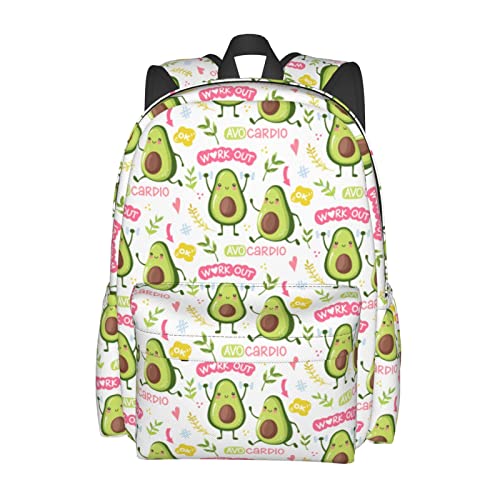 YISHOW 17 Inch Backpack With Adjustable Shoulder Straps Funny Avocado Lightweight Bookbag Casual Daypack For Travel Work