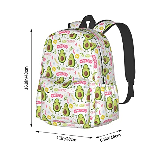 YISHOW 17 Inch Backpack With Adjustable Shoulder Straps Funny Avocado Lightweight Bookbag Casual Daypack For Travel Work