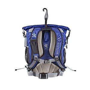 geckobrands Dueler Waterproof 32L Backpack (Royal Blue/Grey), Use for nearly any sport, 2 compartments, Separate Wet from Dry, Personalize