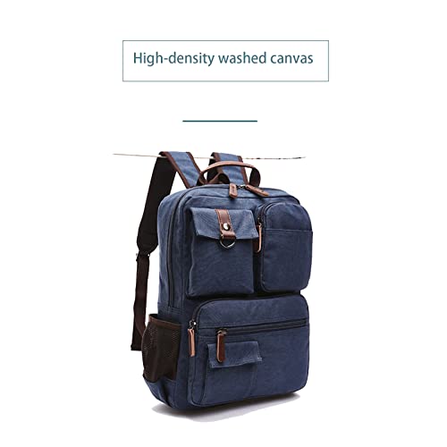 19 Inch Multi-Pocket Canvas Backpack,Men'S Canvas Bag Outdoor Business Travel Backpack Laptop Bag,Khaki,43 * 33 * 10(cm)