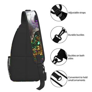 Hicyyu Mardi Gras Masks Outdoor Crossbody Shoulder Bag For Unisex Young Adult Hiking Sling Backpack