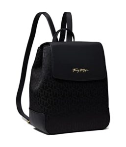 tommy hilfiger sutton flap backpack jacquard black tonal/black one size