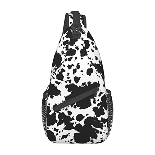 pwakvom Cow Print Sling Bag Crossbody Sling Backpack Travel Hiking Daypack Chest Bags Shoulder Bag For Women Men