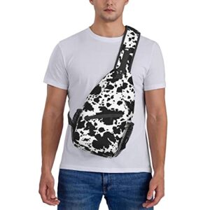 pwakvom Cow Print Sling Bag Crossbody Sling Backpack Travel Hiking Daypack Chest Bags Shoulder Bag For Women Men