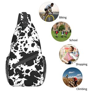 pwakvom Cow Print Sling Bag Crossbody Sling Backpack Travel Hiking Daypack Chest Bags Shoulder Bag For Women Men