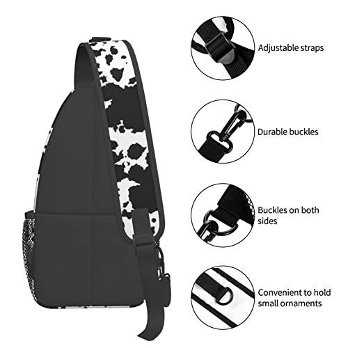 pwakvom Cow Print Sling Bag Crossbody Sling Backpack Travel Hiking Daypack Chest Bags Shoulder Bag For Women Men